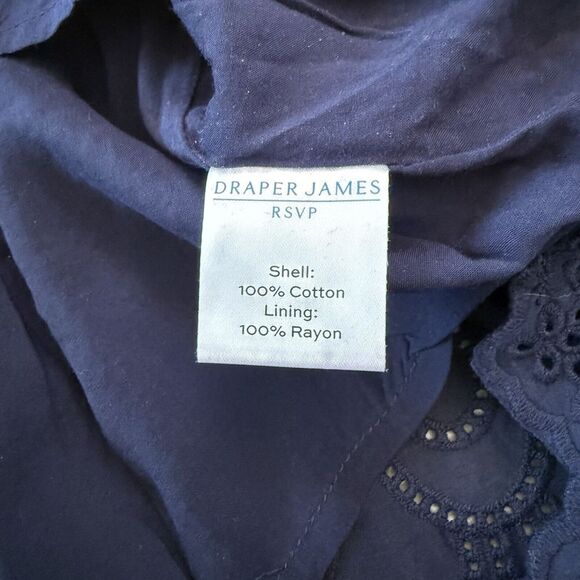 Draper James Puff Sleeve Eyelet Dress Size S‎ Navy Blue - Picture 5 of 8